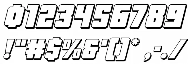 October Guard 3D Italic Font OTHER CHARS