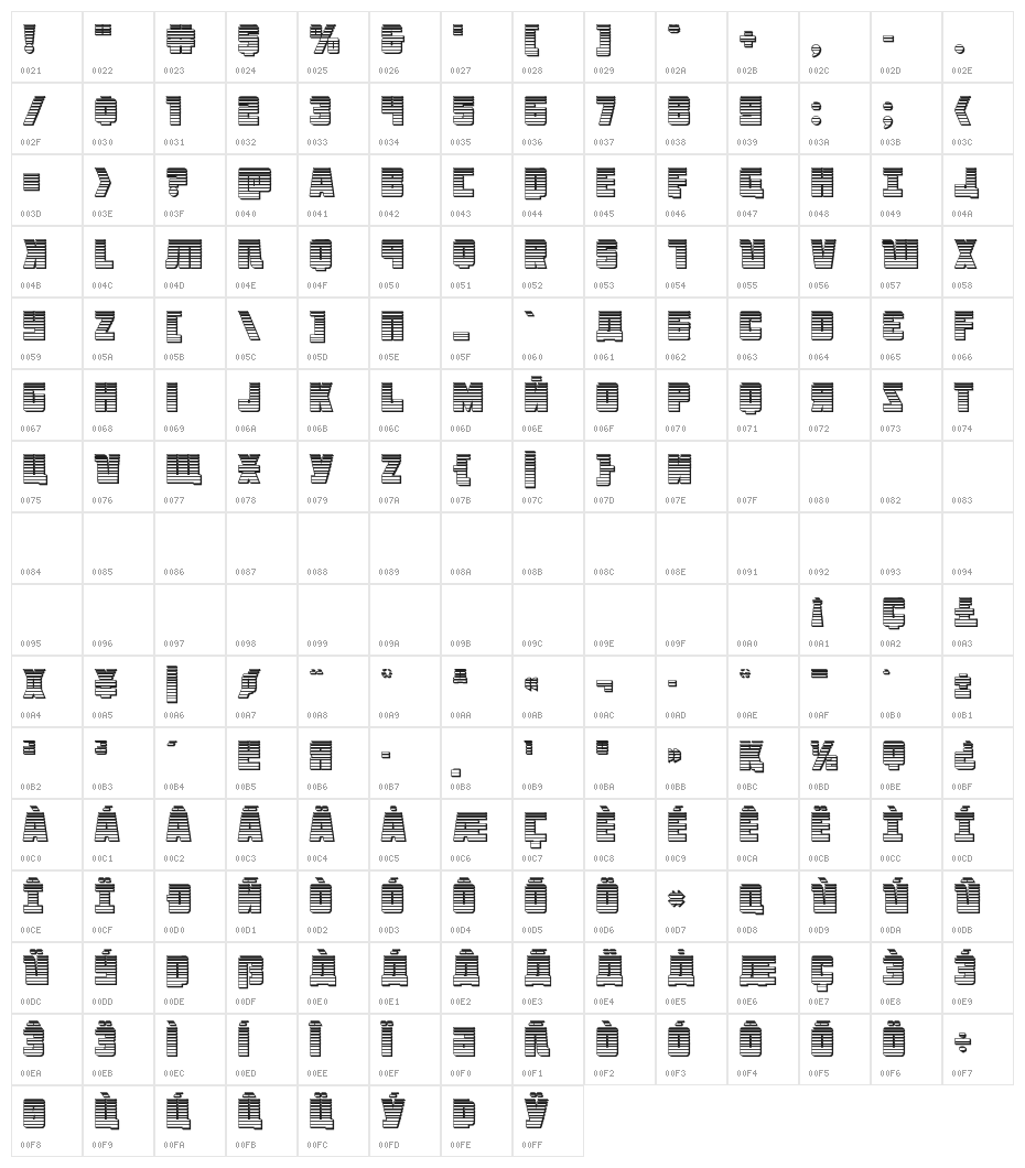 October Guard Chrome Regular Character Map