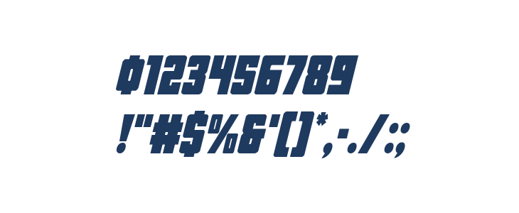 October Guard Condensed Italic Other Characters