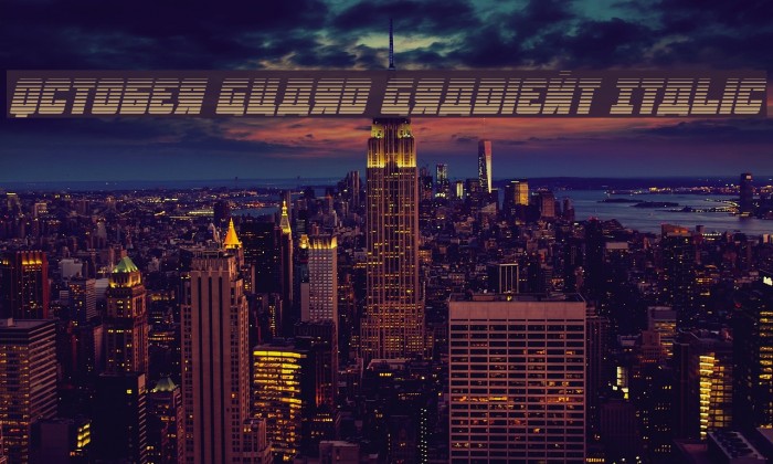 October Guard Gradient Italic Font examples