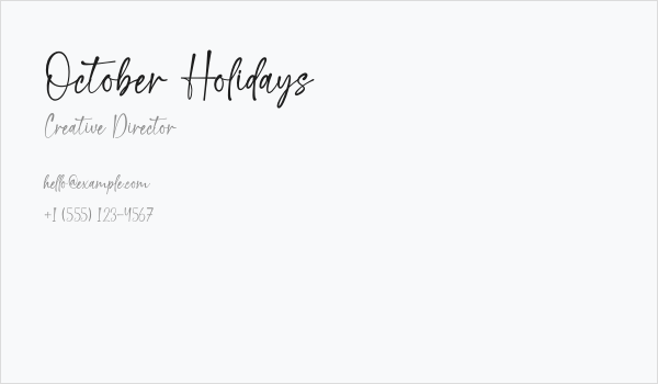 October Holidays Business Card
