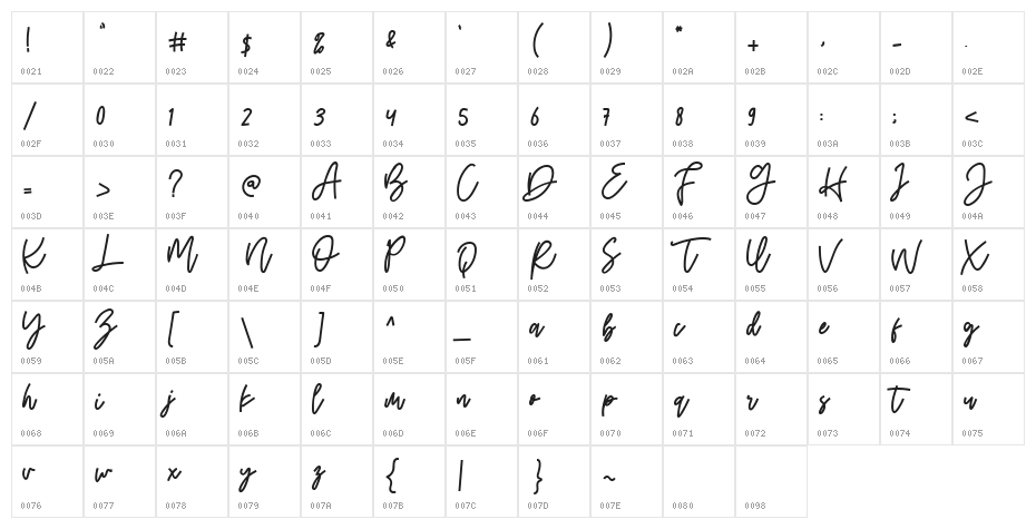 Octobre Regular Character Map