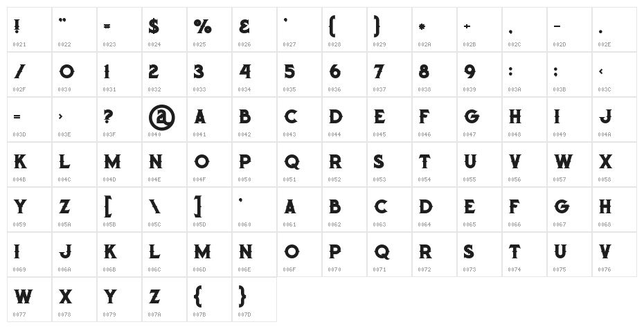 Octopus Bold Character Map