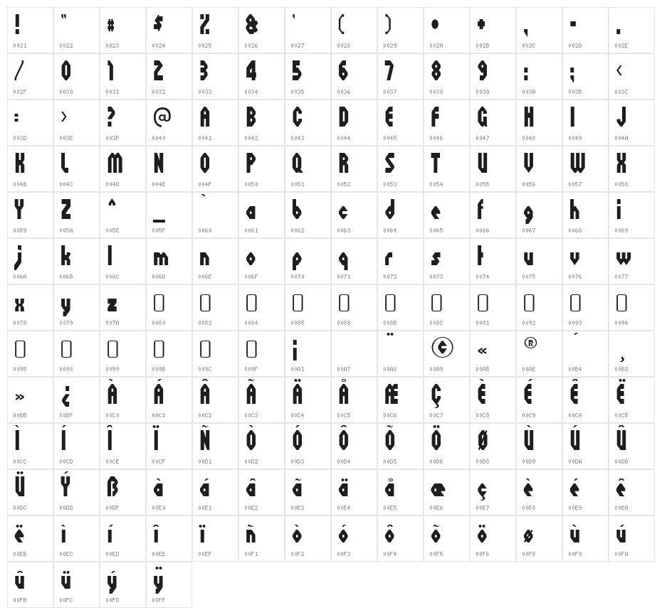 Octoville-Regular Character Map