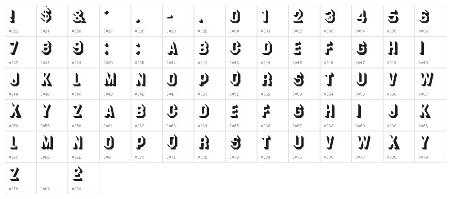 ODEON-DROP Character Map