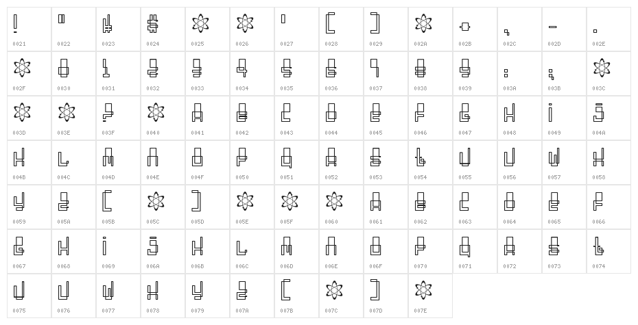 Oddessey 3000 Character Map