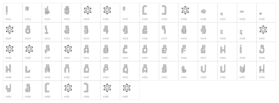 Oddessey 6000 Character Map