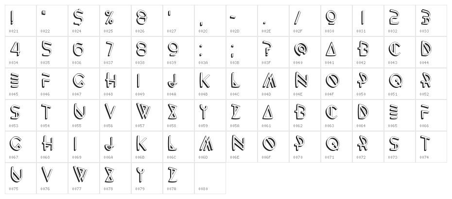 Odeon Regular Character Map