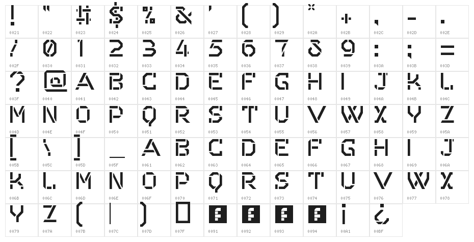 Odessa Regular Character Map