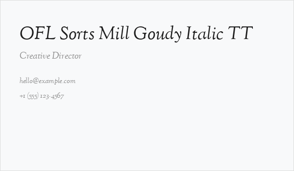 OFL Sorts Mill Goudy Italic TT Business Card