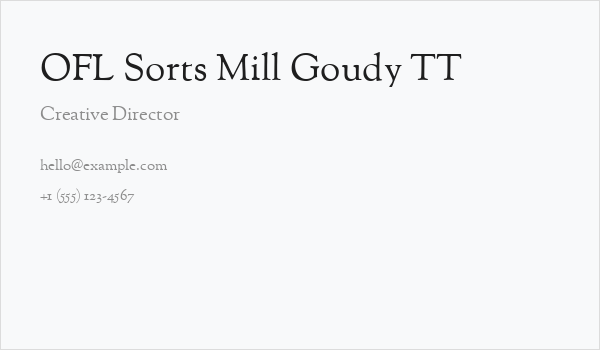 OFL Sorts Mill Goudy TT Business Card