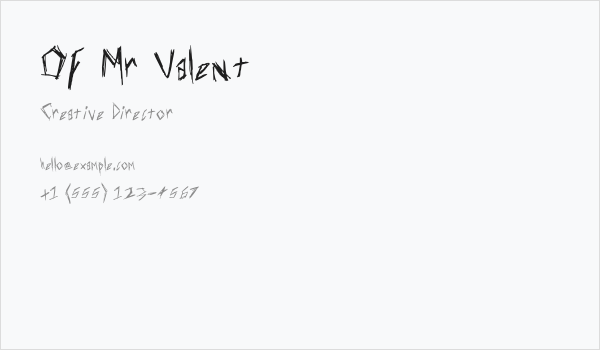 Of Mr Valent Business Card