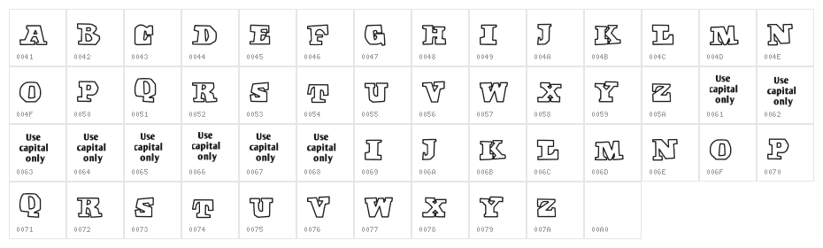 Off Ride Trnz Regular Character Map