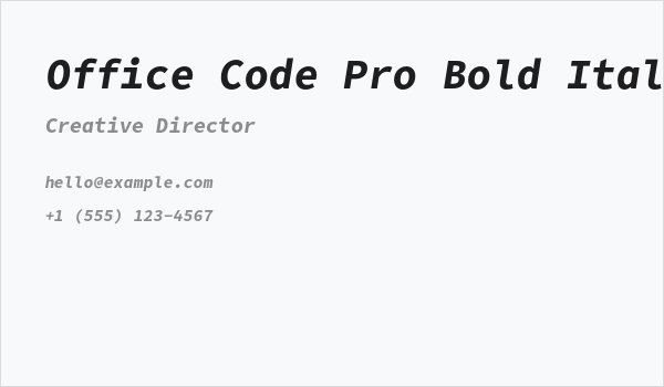 Office Code Pro Bold Italic Business Card