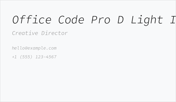 Office Code Pro D Light Italic Business Card