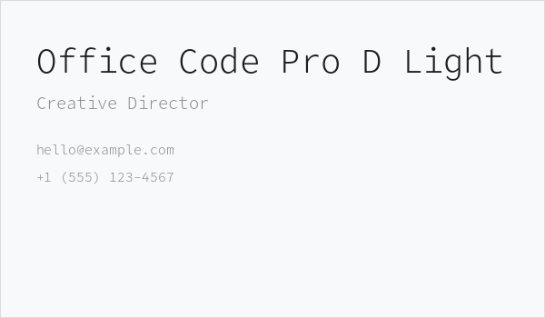 Office Code Pro D Light Business Card