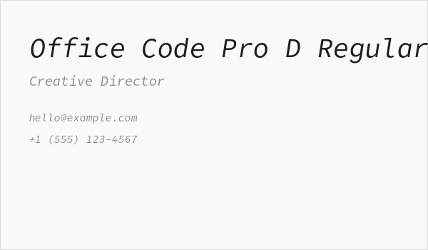 Office Code Pro D Regular Italic Business Card