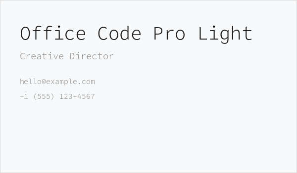 Office Code Pro Light Business Card