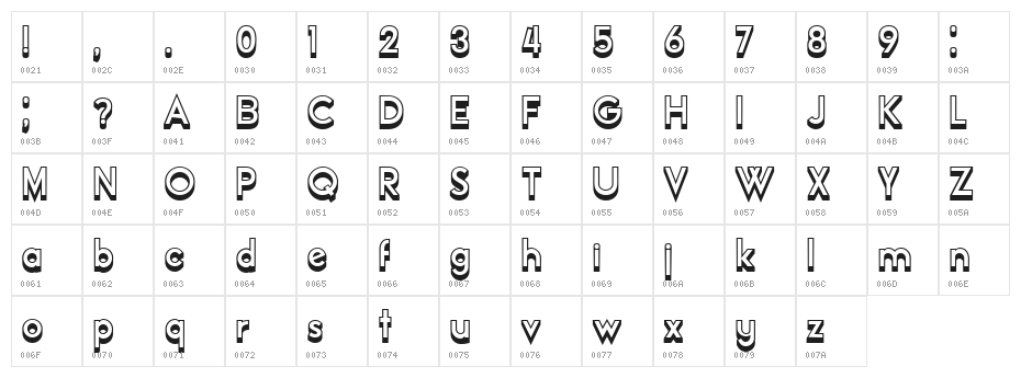 Official Hollow Regular Character Map
