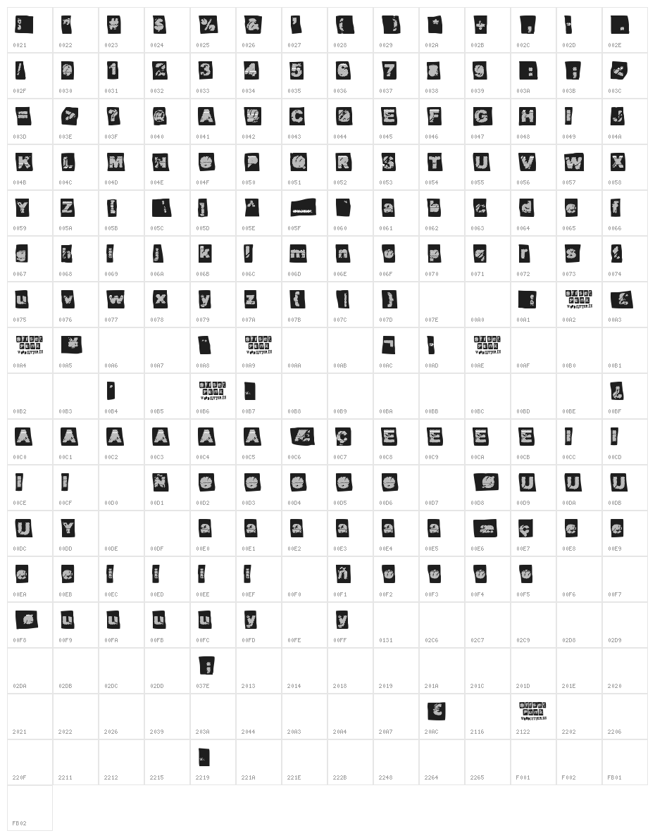 Offset Punk Character Map