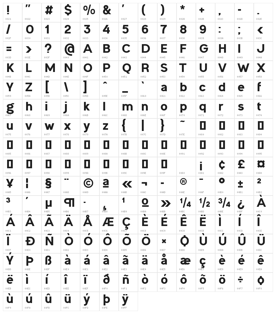 Ogonek Heavy Character Map