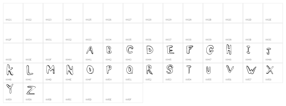 Oh Ashy Character Map