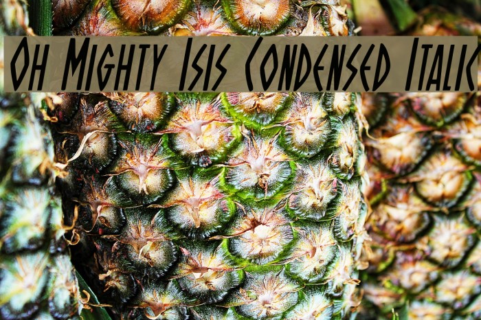 Oh Mighty Isis Condensed Italic Font examples