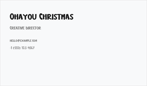 Ohayou Christmas Business Card