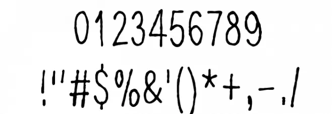 Ohimennen, tunteella Font OTHER CHARS