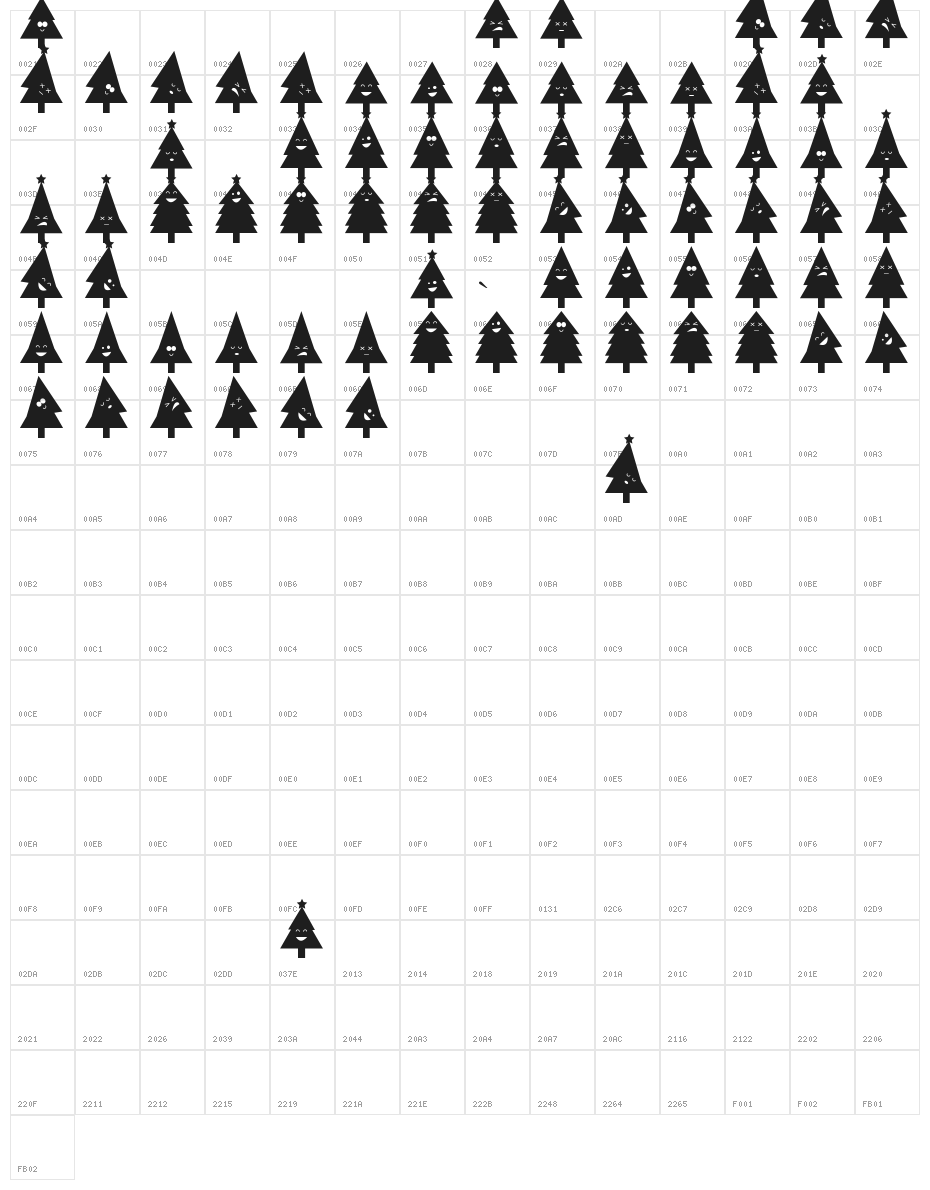 oh christmas ding Character Map