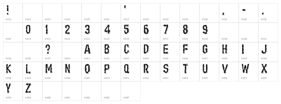 Oil Age Heiroglyphs Character Map