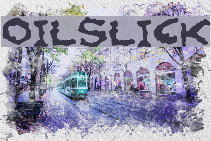 Oilslick Font examples