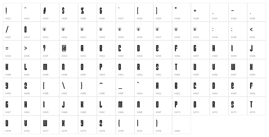 Ok-Esport Bold Character Map