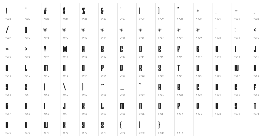 OkEsportBold Character Map