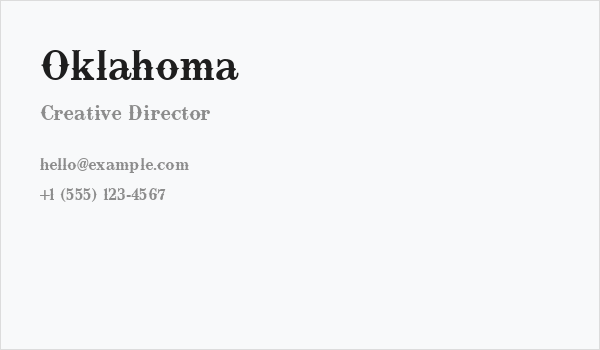 Oklahoma Business Card