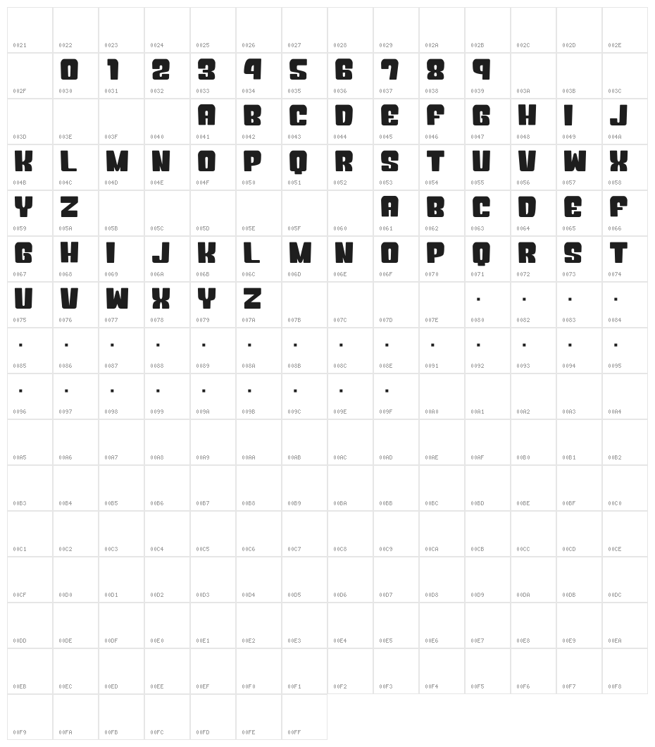 Okuba Cloud__G Character Map