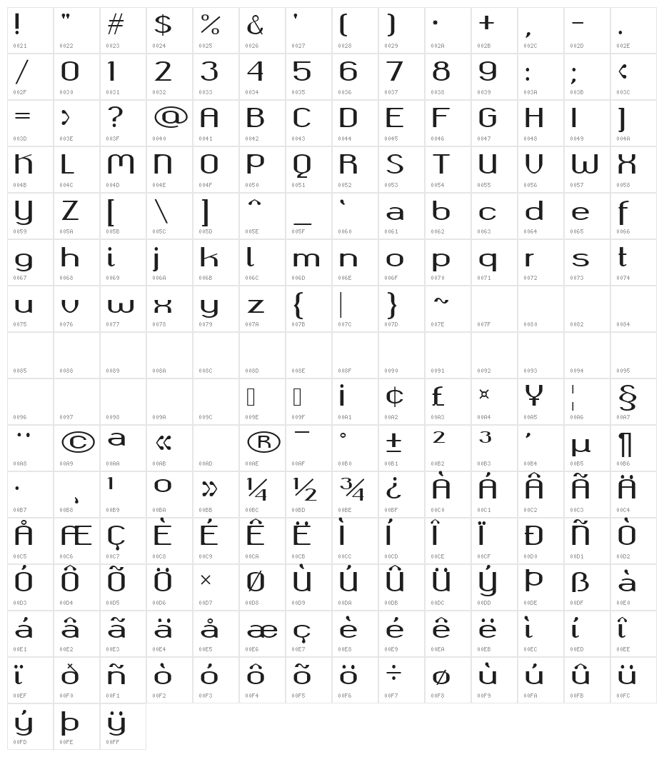 okolaks Bold Character Map