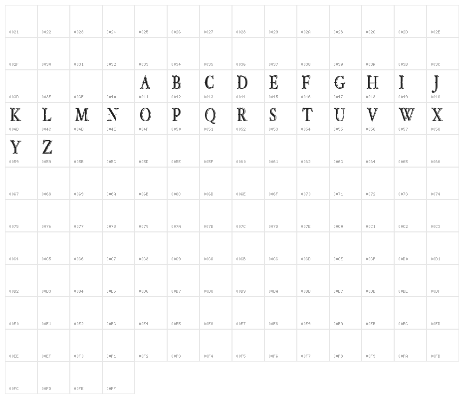 OLD BOB JUNIOR Character Map