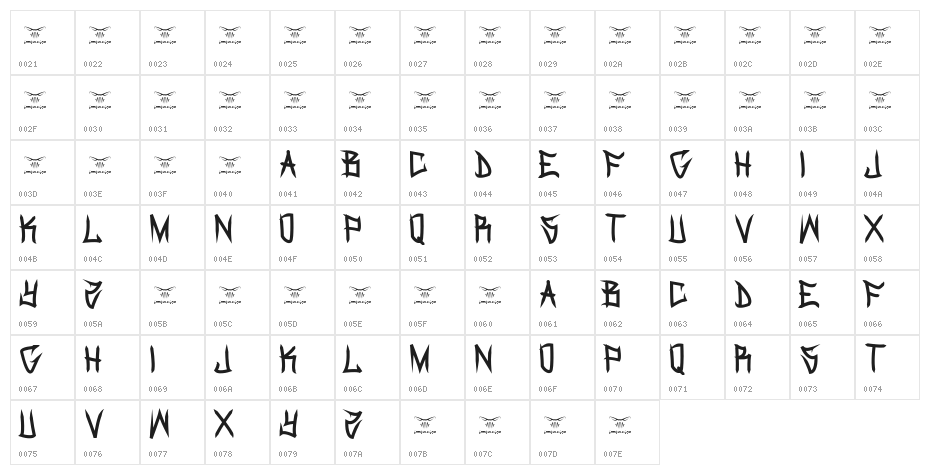 Ol Skool Character Map