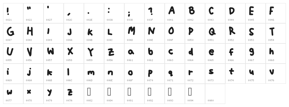 Olaf Regular Character Map