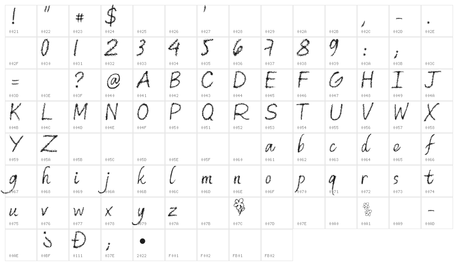 Old Bookshop HK Character Map