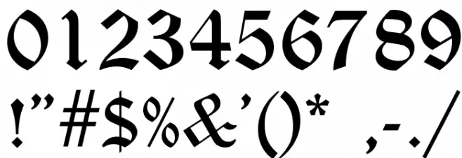 Old English Five Font OTHER CHARS