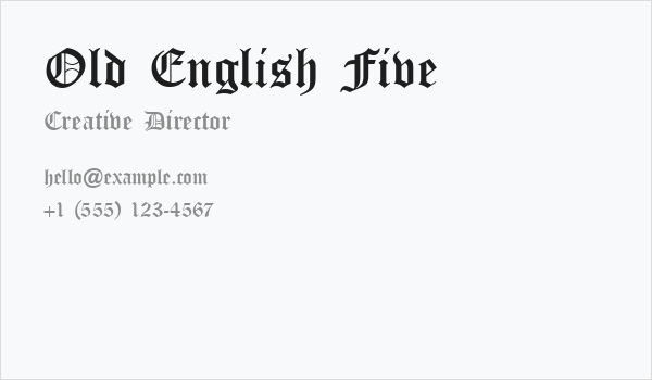 Old English Five Business Card