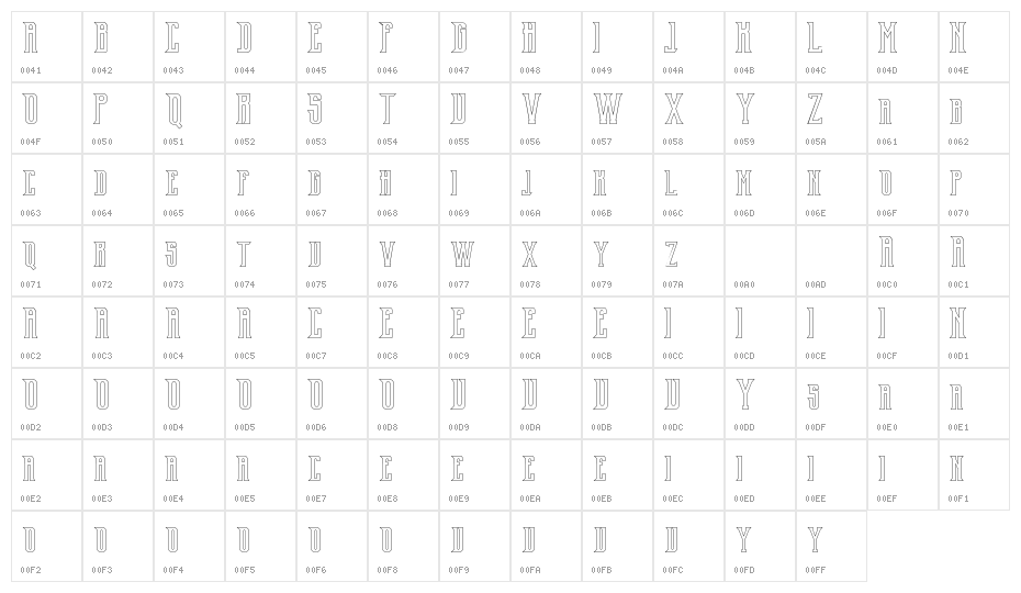 Old Excalibur Demo Stroke Character Map