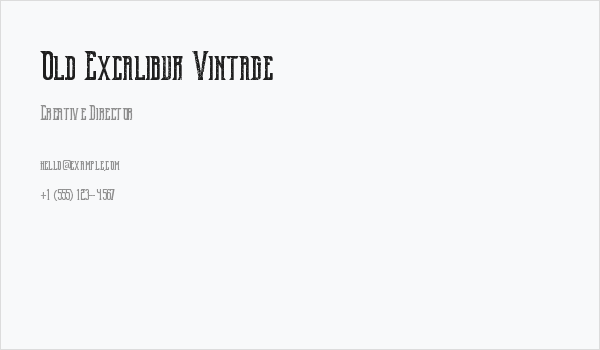 Old Excalibur Vintage Business Card