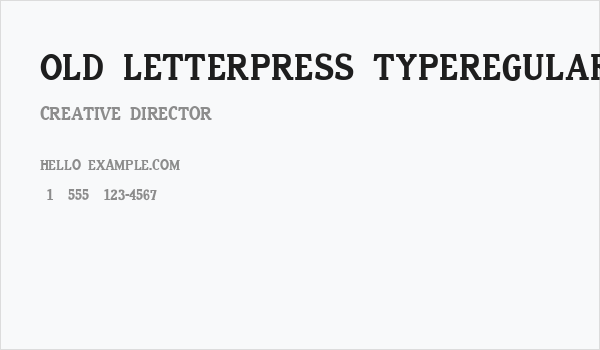 Old Letterpress TypeRegular Business Card