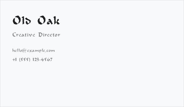 Old Oak Business Card
