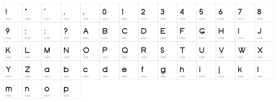 Old Republic Bold Character Map