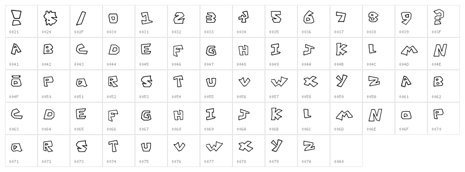 Old Roblox Font Regular Character Map