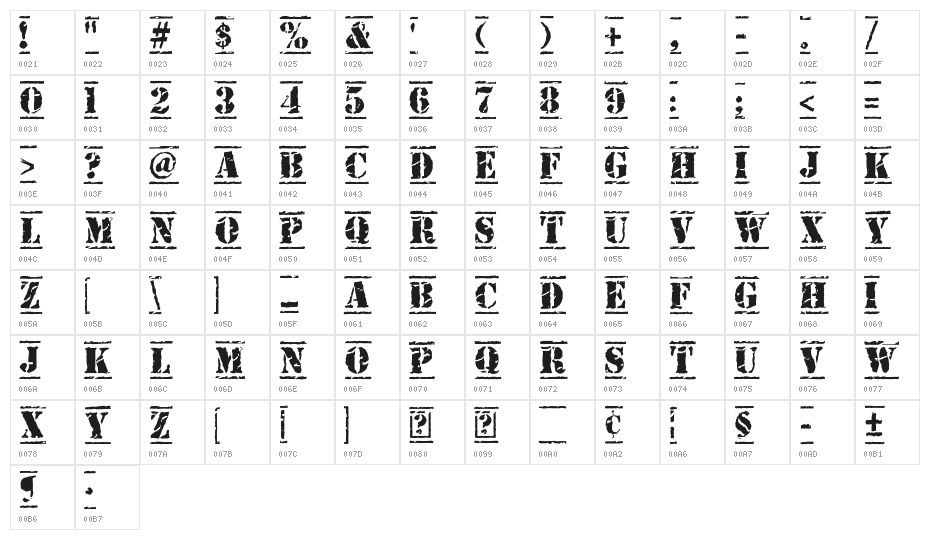 Old Stamper Character Map